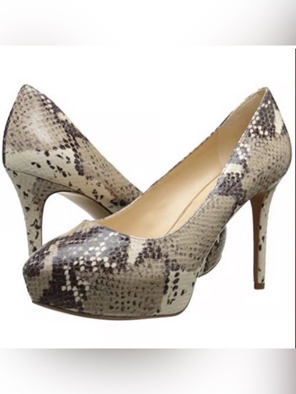 Nine‎ West Taupe Snake-Print Pumps